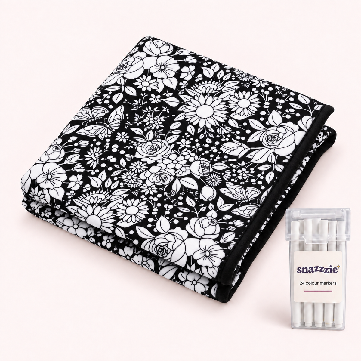 Flower Power coloring blanket with 24 markers